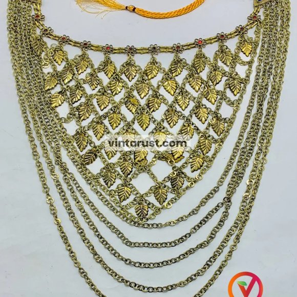 Multi Strands Bib Necklace, Gypsy Silver Kuchi Bohi Bib Necklace - Picture 5 of 12